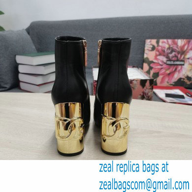 Dolce  &  Gabbana Heel 10.5cm Leather Ankle Boots Black with DG Karol Heel 2021